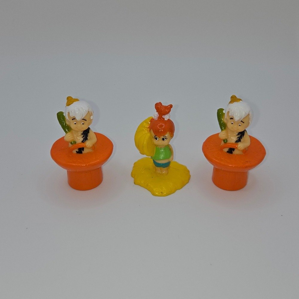 Vintage 1991 Flintstones Pebbles and Bamm-Bamm PVC Mini Figures Lot of 3